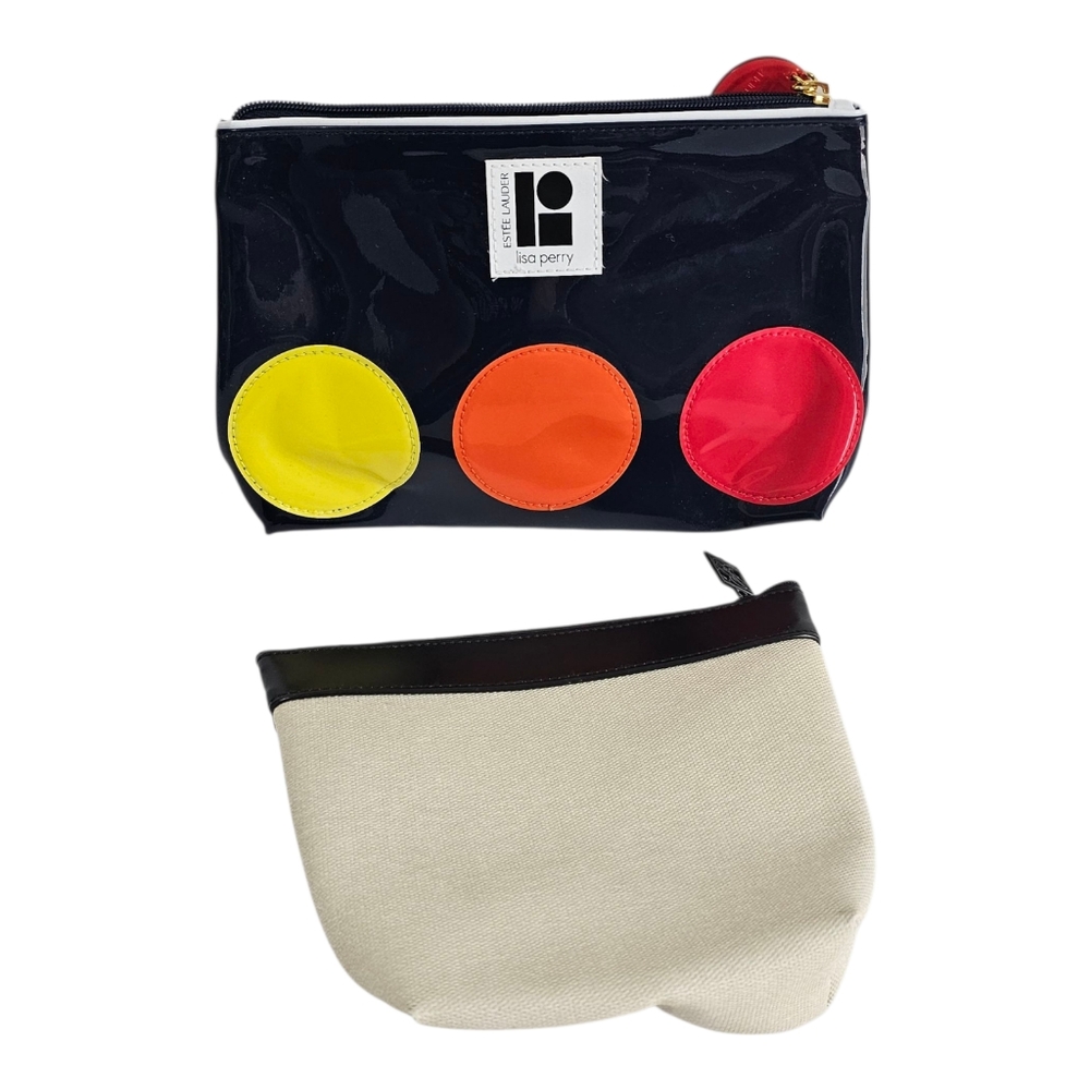BUNDLE Estee Lauder Makeup Bags Lisa Perry Travel Pouch Vinyl Plastic